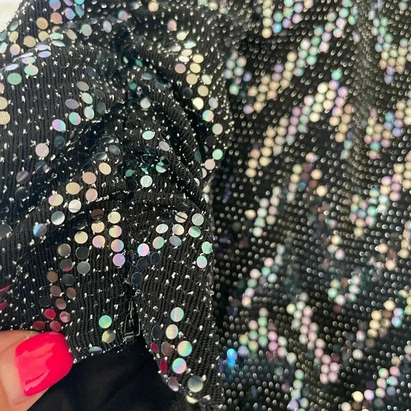 Ba&sh metallic chevron robe Flavie embellished mini dress - Picture 7 of 16